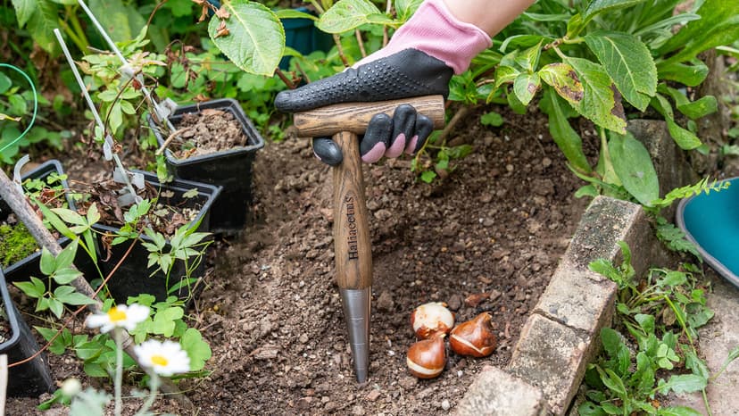 2024 New Upgrade Hand Dibber with 5 inches Measuring Scale, Easy to Grip L-Shaped Wood Handle Dibbler, Stamped Stainless Steel Tip Seed Dibber, 11.3'' Dibber for Sowing Seeds and Planting Seedlings