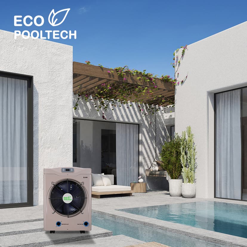 Above Ground Pool Heater EU50, Max 16184BTU Up to 5000gallons Electric Swimming Pool Heat Pumps, Titanium Heat Exchanger, 5.62 COP, 110V/120V, Fits 8/11/15 Foot Pools Heating Pool Warmer