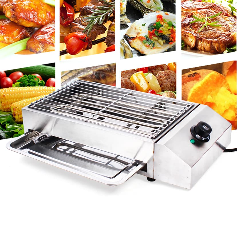 Smokeless Indoor Grill, 1800W Electric Grill with Adjustable Temperature 122°F-302°F and Removable Stainless Steel Griddle, Perfect for Restaurant, Camping, or Party Use