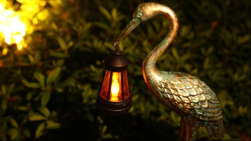 Solar Garden Statue Crane Figurine, Outdoor Hanging Solar Lanterns, Blue Heron Sculpture Statue for Patio, Yard, Lawn, Porch, Garden Decor for Outside Gifts for Christmas Mom, Women, Mother's Day