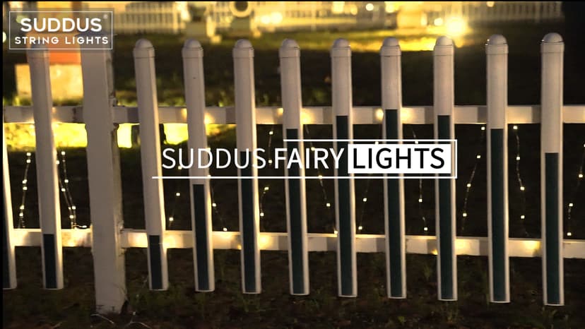 SUDDUS 33ft 100 LED Outdoor String Lights, Warm White Fairy Lights Battery Operated with Remote, Led Twinkle Lights for Bedroom, Dorm, Backyard, Wedding, Tree, Mason Jar, Wall, Christmas