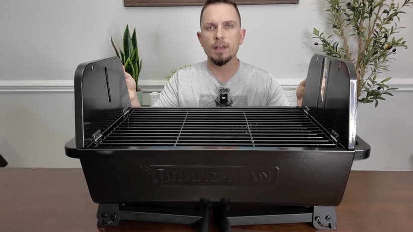 Brand-Man portable Charcoal Grill with Motor, 2-in-1 Adjustable Spit Roaster & BBQ Grill for Camping, Tailgating, Backyard, & Outdoor Cooking, Foldable Legs & dual side vents