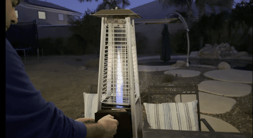 Tangkula Portable Patio Heater, 10,000 BTU Outdoor Tabletop Heater with Stainless Steel Burner, Tip-Over & Flameout Protection, 34" Pyramid Mini Outdoor Heaters for Patio, Porch, Deck (Bronze)