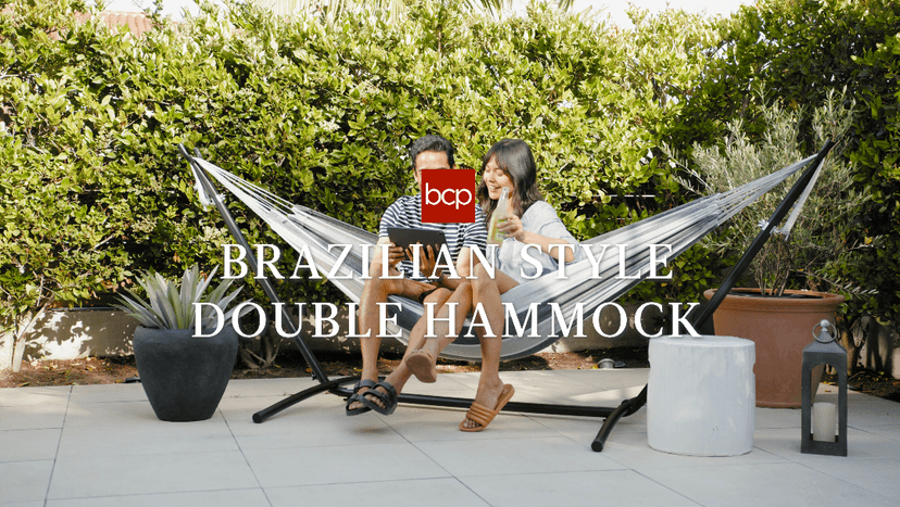 Best Choice Products Double Hammock with Steel Stand, Indoor Outdoor Brazilian-Style Cotton Bed w/Carrying Bag, 2-Person Capacity - Ocean