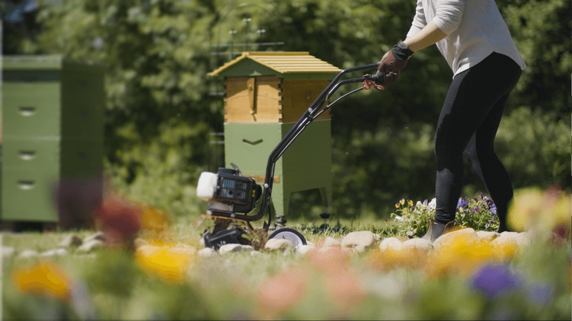 SuperHandy 52cc 2 Stroke Gas Mini Tiller Cultivator - 1.8HP, 4 Adjustable Steel Tines, Forward Rotation, 10" Tilling Width - Ideal for Garden, Lawn, Soil Cultivation, Weed & Digging