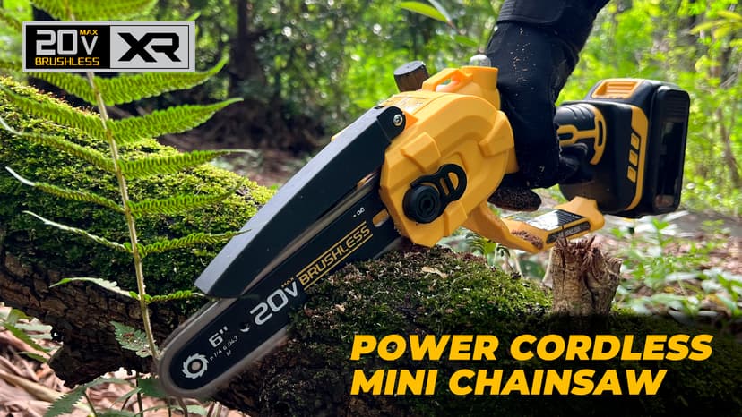 Cordless Mini chainsaw compatible with Dewalt Battery 20V MAX,Brushless Chainsaw With Automatic Chain Tensioning Device & Auto Oiler,Portable Power Chainsaw for Logging|Tree Trimming(Battery Included)