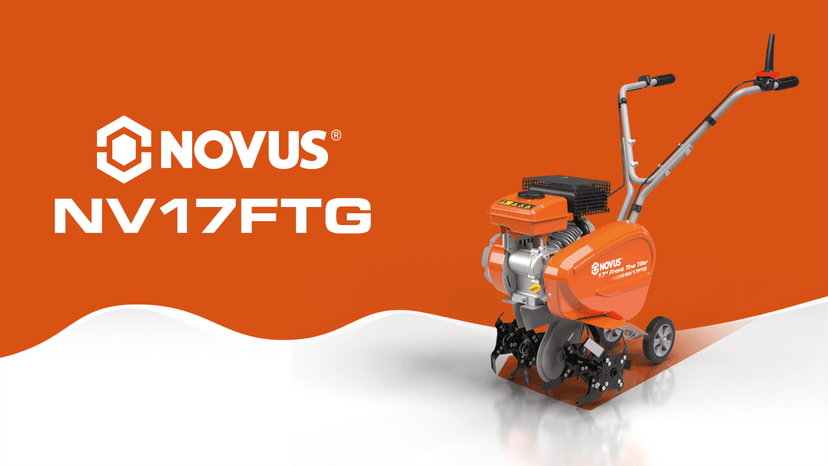 NOVUS 17-Inch Gas Tiller for Gardening, 79cc 4-Cycle Gas Engine, 2-in-1 Front Tine Tiller Cultivator, Toolless Tilling Width Adjustment, Forged Steel Tines, Integrated Transport Wheels