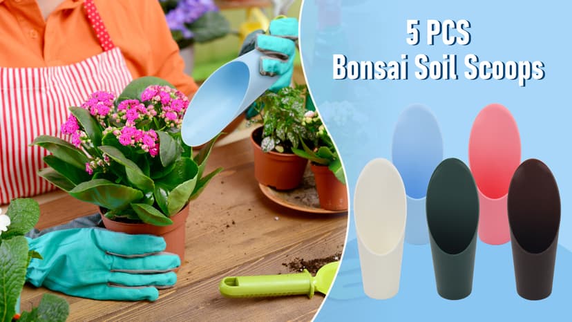 Coitak Bonsai Soil Scoops, 5 PCS Plastic Garden Soil Scoops, Colorful Small Soil Scoops, Gardening Tools