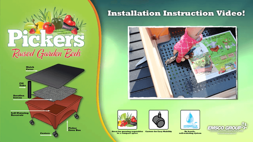 Emsco Group City Picker Raised Bed Grow Box – Self Watering and Improved Aeration – Mobile Unit with Casters - Slate