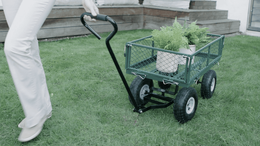 Garden Cart Wagon - 400 lbs Capacity Heavy-Duty Steel Mesh Utility Cart with Removable Sides, All-Terrain Wheels & Pull Handle for Yard, Lawn & Garden Hauler