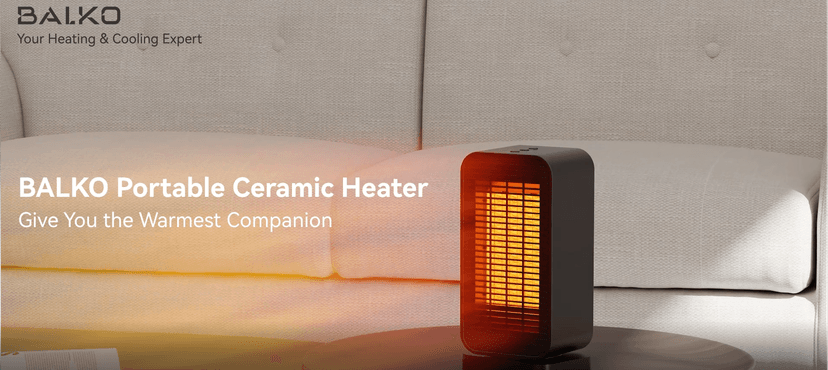 BALKO Space Heater, Portable Electric Heaters for Indoor Use with Thermostat, Fan Mode, Remote Control, Tip-over & Overheat Protection, 1500W PTC Ceramic Safety Heaters for Large Room/Office/Bedroom