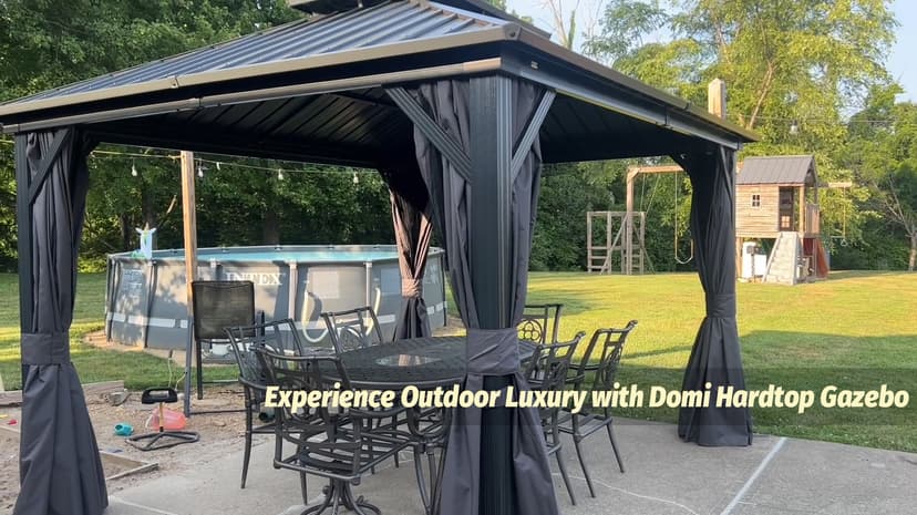 Domi 10' x 10' Hardtop Gazebo Outdoor Metal Gazebo with Galvanized Steel Double Roof Canopy, Curtains and Netting for Patio, Backyard, Deck, Lawn, Grey