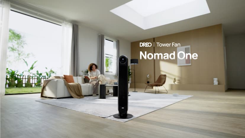 Dreo Tower Fan for Bedroom, 25ft/s Velocity 28dB Quiet Floor Fan, 90° Oscillating Fans for Indoors with 4 Speeds, 4 Modes, 8H Timer, Bladeless Standing Fan, Black, Nomad One (DR-HTF007)