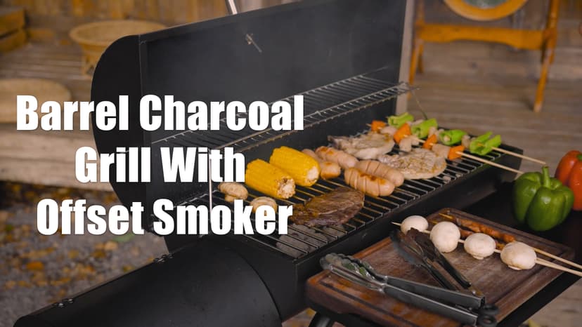 Charcoal Grill Offset Smoker: Charcoal Barbecue Grills with Spacious Cooking Area | Barrel BBQ Grill and Smokers Combo for Outdoor Patio Backyard Camping and Parties