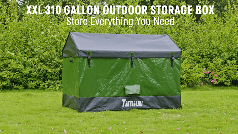 XXL 310 Gallon Extra Large Deck Box, Waterproof Outdoor Storage Box with Taller Side Panels for Patio Furniture Cushions, Pools and Garden Tools Green & Black