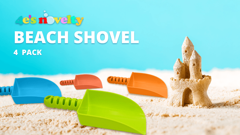 4E's Novelty 4 Pack Beach Shovels 8 Inch, Heavy Duty Plastic Sand Shovel for Kids, - Great for Planting Gardening Shovels for Toddlers, Outdoor Digging Sandbox Toys, Easter Basket Stuffers