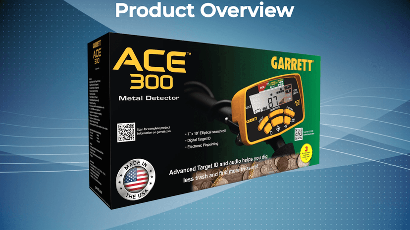 Garrett ACE 300 Metal Detector for Adults - Made in The USA - Waterproof Coil and Headphone Plus Accessories