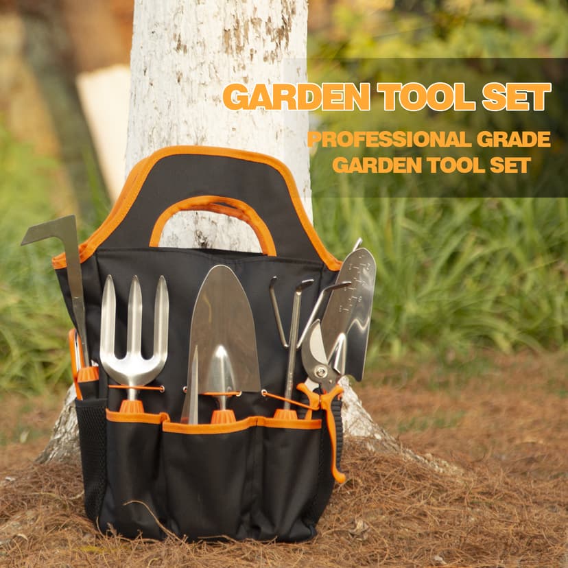 Garden Tool Set,10 PCS Stainless Steel Heavy Duty Gardening Tool Set with Soft Rubberized Non-Slip Ergonomic Handle Storage Tote Bag,Gardening Tool Set Gifts for Women and Men