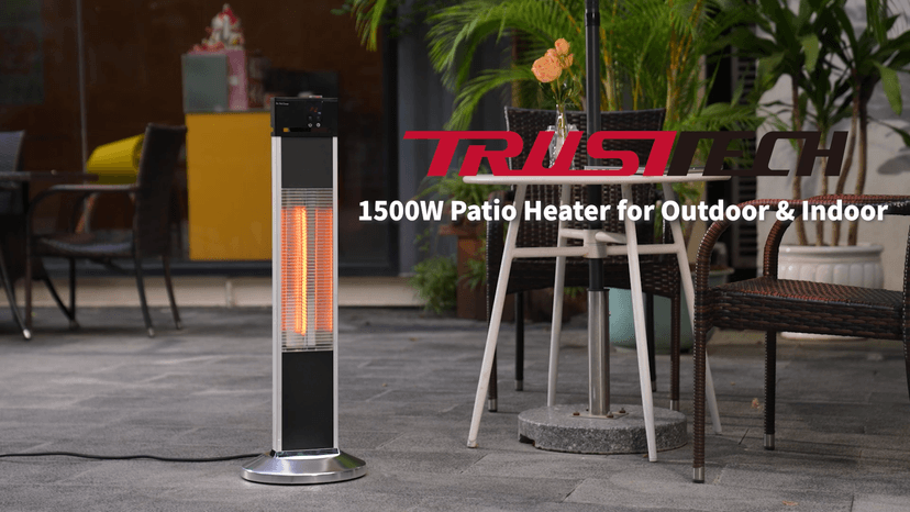 Electric Patio Heater for Outdoor Use, Infrared Heater w/Remote, Auto Shut Off, 500/1000/1500W Radiant Heater, Super Quiet 3s Instant Warm Vertical Space Heaters for Indoor Use Large Room