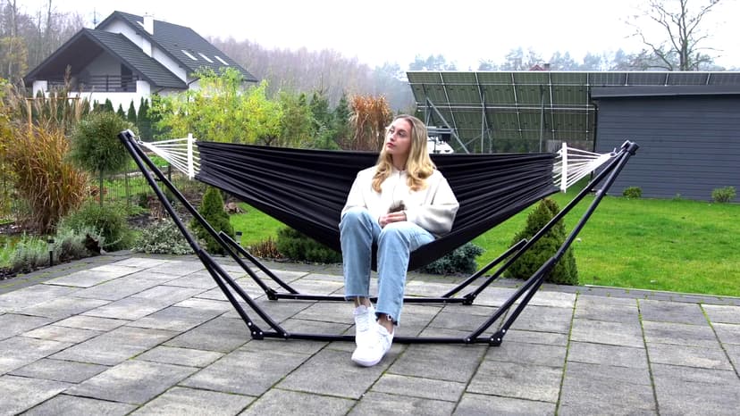 Anyoo 2 in 1 Hammock and Swinging Chair with Collapsible Steel Stand & Carrying Case,Portable & Adjustable,Easy Set Up for Outdoor,Indoor,Porch Swing,Patio,Garden,Camping Trip