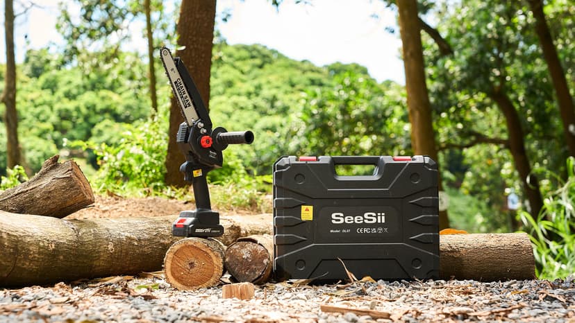 Seesii Mini Chainsaw 8 inch DL07, Electric Chainsaw Cordless, Upgraded Brushless Chain saw with Auto Oiler, 2pcs 2000mAh Batteries, Battery Powered Saws Handheld Chain Saw for Tree Branch Wood Cutting