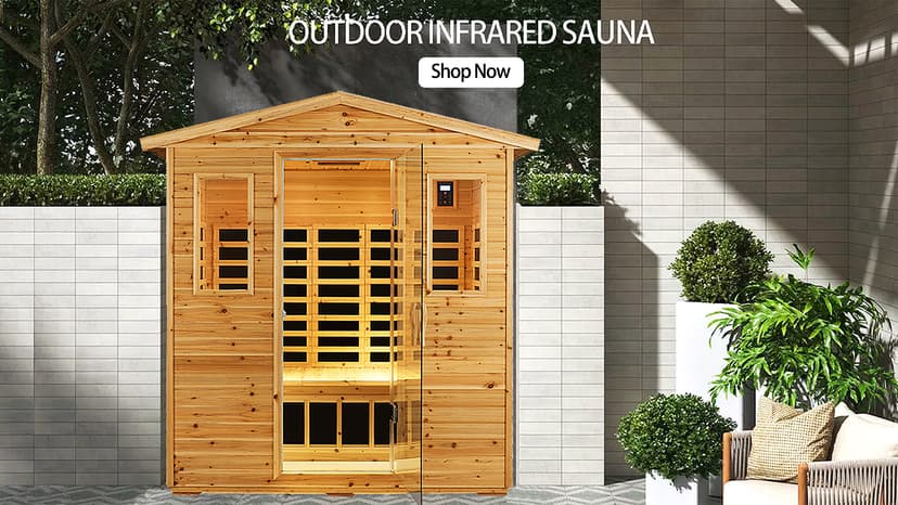 Outdoor Sauna 3 Person Infrared Sauna, Infrared Saunas for Home, 1950W Low EMF Far Infrared Sauna Old Fir Wooden Sauna with Beauty Red Light, Foldable Seat, Bluetooth, Chromotherapy Lamp, Reading Lamp