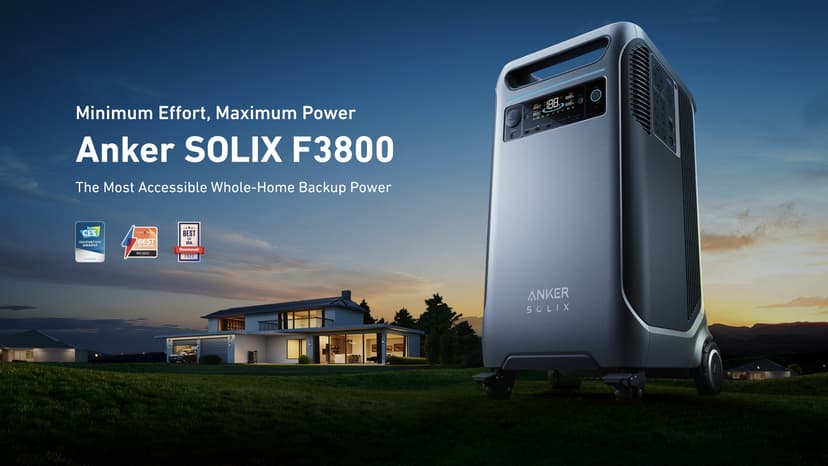 Anker SOLIX F3800 Portable Power Station, 3840Wh, LiFePO4 Batteries, Ultra-High 6000W AC Output with 120V/240V, Solar Generator for Home Backup, RVs, Emergencies, Power Outages, and Outdoor Camping