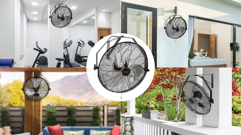 VEVOR 18 Inch Wall Mount Fan, 3-speed IP44 Waterproof, Max. 4150 CFM Wall Mounted Fan for Outdoor, Commercial, Residential, Greenhouse, Workshop, Patio, Black, ETL Listed