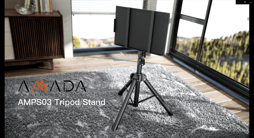 AMADA HOMEFURNISHING Foldable Projector Tripod, Multipurpose Laptop Stand with Removable Mouse Tray, Adjustable Height 25-63 Inch, Outdoor Movie Projector Stand, AMPS03