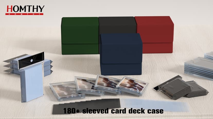 Homthy 4 Pack Card Box - Large Size, Fits 400+ Sleeved Cards, Compatible with Mtg Deck, Premium Leather Card Box for Trading Cards