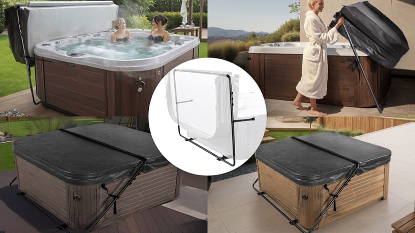 VEVOR Hot Tub Cover Lift, Spa Cover Lift, Height 31.5" - 41.3" Width 57" - 92.5" Adjustable, Installed Underneath on Both Sides, Suitable for Various Sizes of Rectangular Bathtubs, Hot Tubs, Spa