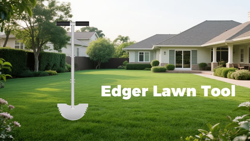 Serrated Edger Lawn Tool - Half Moon Shovel with Softer T-Handle, Lawn Edger for Yard, Garden, Landscaping, Sidewalk, Cable Burial - Ergonomic Design, Rust-Proof, 38 in.