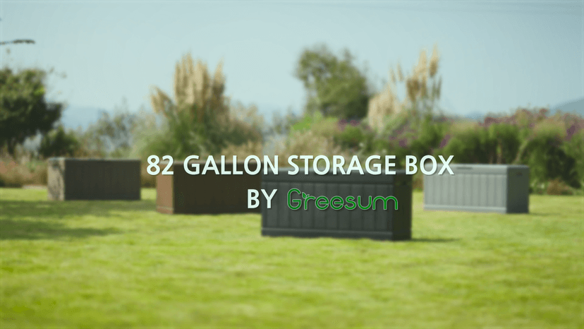 Greesum 82 Gallon Resin Deck Box Large Outdoor Storage for Patio Furniture, Garden Tools, Pool Supplies, Weatherproof and UV Resistant, Lockable, Dark Brown