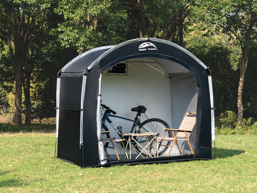 Happy Travel Bike Storage Shed Tent,Outdoor Portable Bicycle Storage Sheds with 210D Oxford Fabric PU4000 Waterproof for 2/3/4/6/8 Bikes,Bike Covers Shelter for Motorcycle,Garden Tools,Toys,Lawn Mower