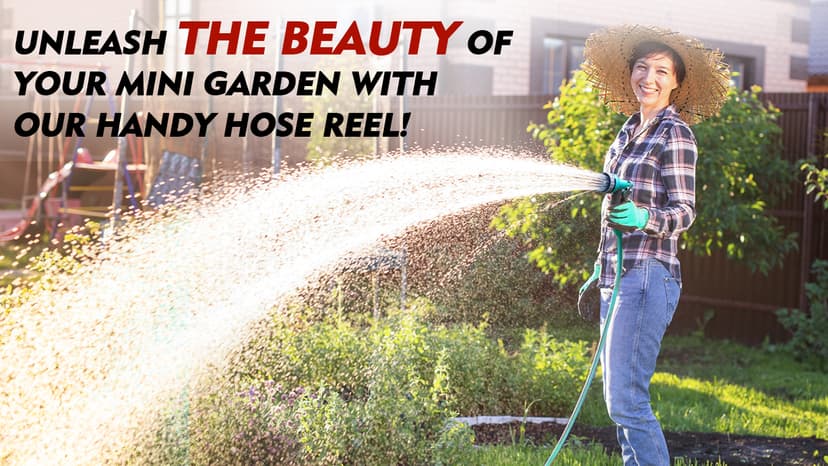 50FT Retractable Garden Hose Reel, Lightweight & Portable Hose Reel with 6 Patterns Spray Nozzle, Suitable for US Standard Hose Connection, Great for Patio Watering