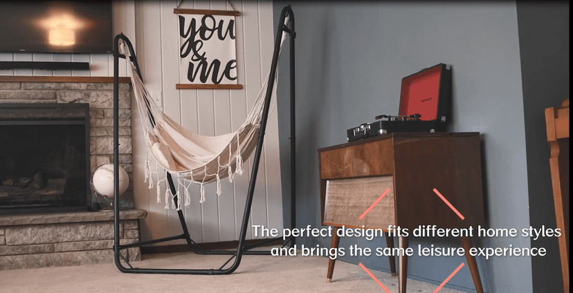 Hammock Chair with Stand,Heavy-Duty Hanging Chair with Stand, for Indoor Outdoor,Sturdy Swing Chair Stand Max Load 350 pounds(Hammock Chair Included)