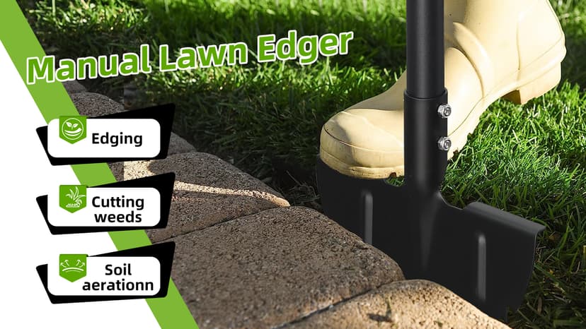 Lawn Edger, 42 Inch Half Moon Manual Edger Lawn Tool, Heavy Duty Saw Tooth Driveway Sidewalk Flower Bed Landscaping Grass Step Edging Tool, T-Grip, Long Handle