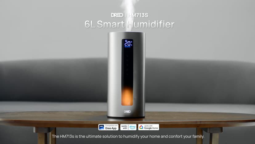 Dreo 6L Humidifiers for Bedroom, Smart Warm & Cool Mist for Large Room, 60Hr Quiet Runtime Ultrasonic Oil Diffuser for Baby, Plant, Humidity Sensor, Indicator Light, 12H Timer, Google/Alexa, HM713S