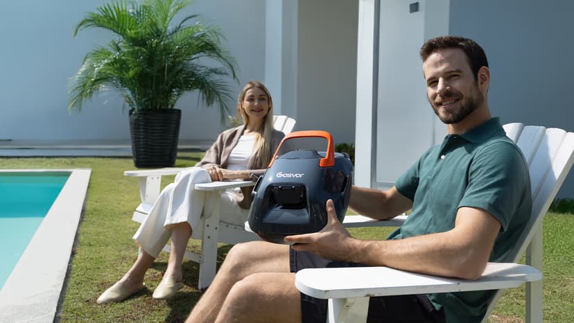 Cordless Robotic Pool Cleaner, Lasts 90 Min, Automatic Vacuum for Above-Ground Pools up to 860 Sq.ft, Portable, Self-Parking, Orange