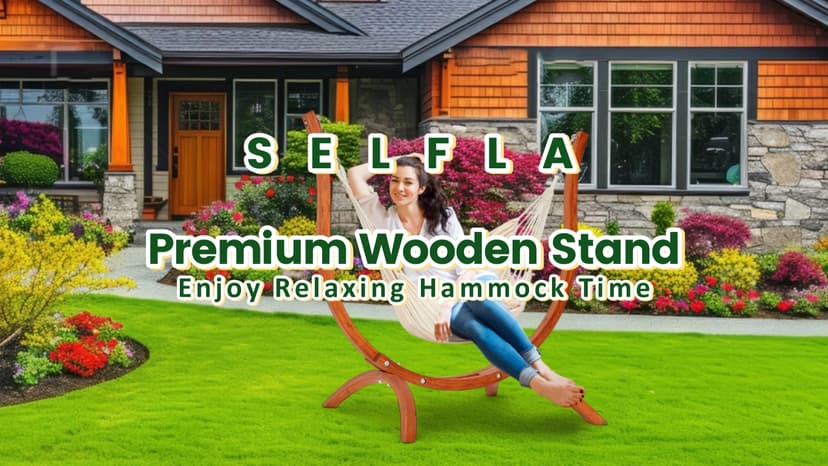 Premium Wooden Hammock Stand only (500 lbs/226kg), Sun Protection & Rain Resistant, Heavy Duty Premium Solid Wood Hammock Chair for Indoor or Outdoor Use, Safe & Stable (Hammock Not Included)