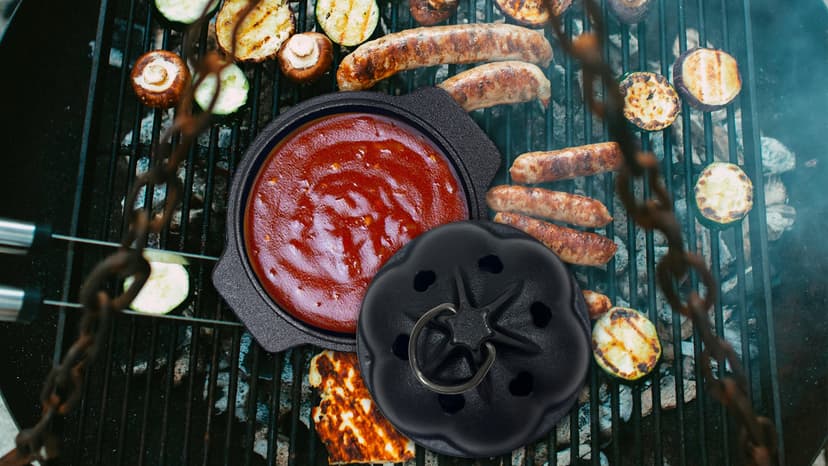 Small Cast Iron Smoker Roaster for Grill & Cast Iron Fish, Sea Turtle, Seahorse, Starfish, Combination Natural Iron Grill-Smokers Garlic Roaster, Enhance The Flavor of Butter Garlic Sauce, Soup