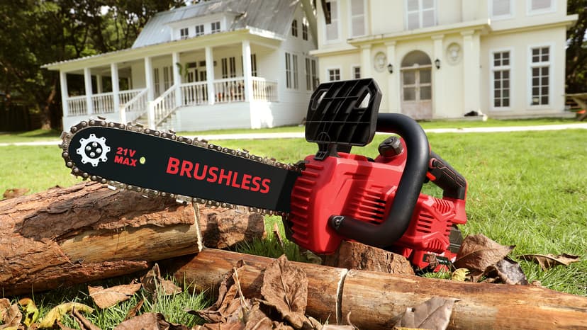 Chainsaw Cordless, 12 Inch Electric Chain Saw with 21V Battery Powered, Handheld Brushless Chainsaws with Tool-free Chain Tension & Auto Lubrication for Tree, Wood Cutting, Courtyard, Household