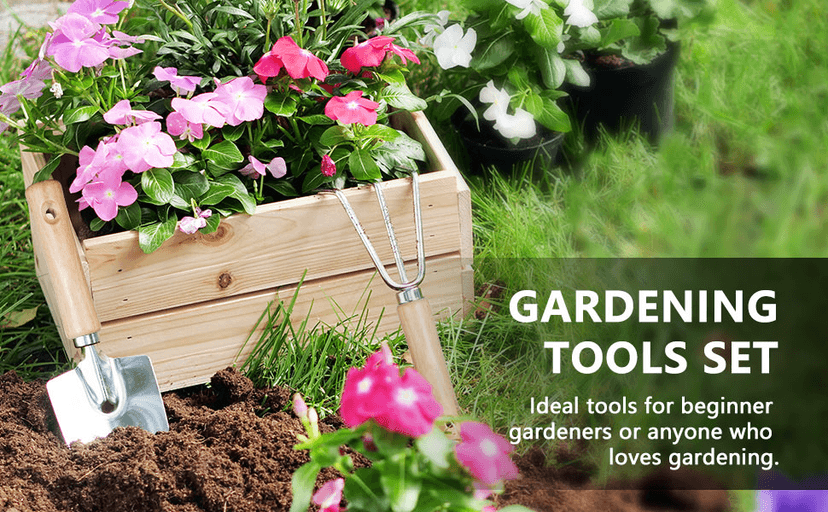 Gardening Tools 9-Piece Heavy Duty Gardening Hand Tools with Fashion and Durable Garden Tools Organizer Handbag,Rust-Proof Garden Tool Set, Ideal Gardening Gifts for Women