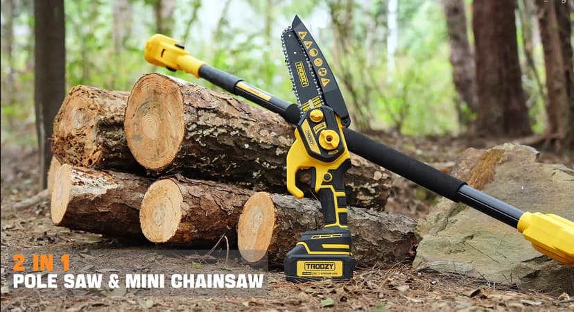 Cordless Pole Saw & Mini Chainsaw 2-in-1, 6-inch Brushless Electric Tree Trimmer,Tree Cutter for Outdoors Pruning & Wood Cutting, Battery Included