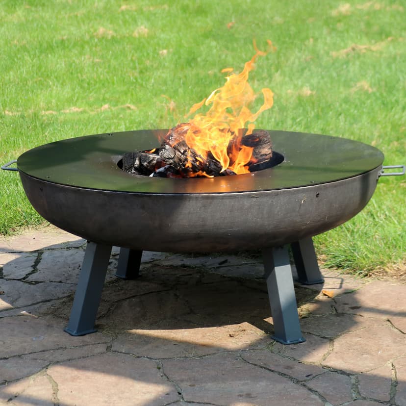 Sunnydaze 40-Inch Cast Iron Fire Pit Bowl with Cooking Ledge - Wood Burning