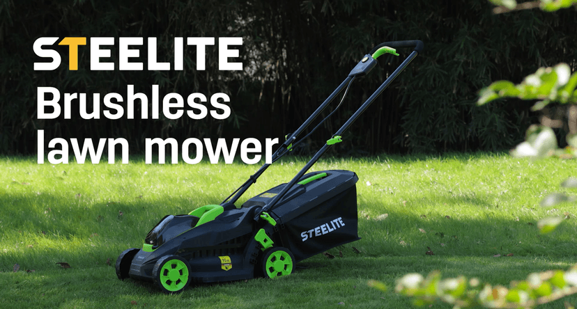 Steelite 13.2” Electric Lawn Mower for Small Yards - 2-in-1 Compact, Lightweight Brushless Motor, 21V 4.0Ah Battery & Charger Included, Green