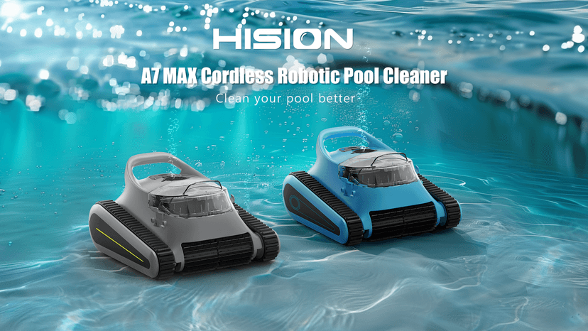 2025 Upgraded HISION Cordless Robotic Pool Cleaner with Wall-Climbing & Waterline Cleaning, 180W Brushless Motor Powerful Suction, 150-Min Runtime for In-Ground & Above Ground Pools up to 2000 Sq.Ft