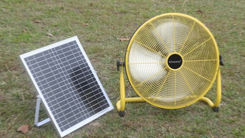 16" Large Solar Rechargeable Floor Fan, 15600 mAh 20W Solar Powered Portable Battery Fan for Home Outdoor Camping Gazebo Chicken Coop Greenhouse Barn, with 360° Adjust Tilt