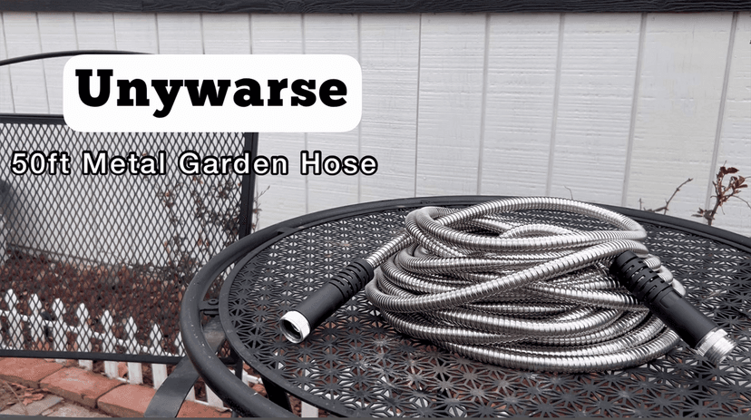 Garden Hose 50 ft, Stainless Steel Water Hose with 10 Function Nozzle Flexible, Heavy Duty, Lightweight, No-Kink, Pet Proof, Puncture Proof Hose Metal for Yard, Outdoor