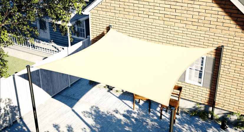 ColourTree 16' x 16' Beige Square Sun Shade Sail Mesh Canopy Fabric Cloth Screen - UV Block Heavy Duty & Commercial Grade, Outdoor Patio Carport (We Make Custom Size)